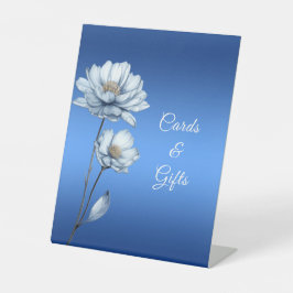 Blauwe Aquarel Bloemen Tafel Bordjes Reclamebord Met Voetstuk