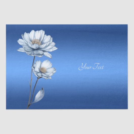 Blauwe Aquarel Bloemen Tissuepapier (Voorkant)