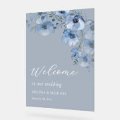 Blauwe Aquarel Bloemen Wit Acryl Bord (Hoek)