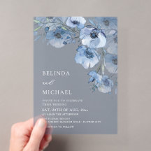 Blauwe Aquarel Bloemen Wit