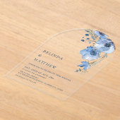Blauwe Aquarel Bloemen Wit Acryl Uitnodigingen (Laagn)