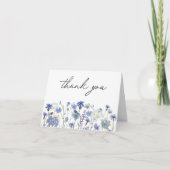 Blauwe Aquarel Bloementuin  Bedankkaart (Voorkant)