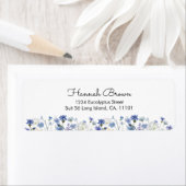 Blauwe Aquarel Bloementuin Etiket (Insitu)