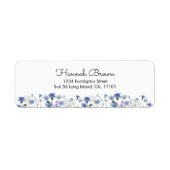 Blauwe Aquarel Bloementuin Etiket (Voorkant)