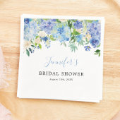 Blauwe Aquarel Bloemige Bruids Shower Servet