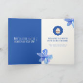 Blauwe aquarel bloemige theekop kaart (Binnen)