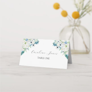 Blauwe Aquarel Bloemstuk Kaarten Plaatskaartje