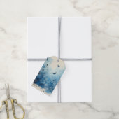 Blauwe Aquarel Ephemera Cadeaulabel (Met Touw)