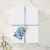 Blauwe Aquarel Ephemera Cadeaulabel (Met Touw)