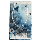 Blauwe Aquarel Ephemera Klein Cadeauzakje (Voorkant)
