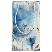 Blauwe Aquarel Ephemera Klein Cadeauzakje (Voorkant)