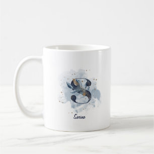 Blauwe Aquarel Gepersonaliseerde Naam Letter Initi Koffiemok