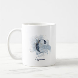 Blauwe Aquarel Gepersonaliseerde Naam Letter Initi Koffiemok