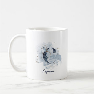 Blauwe Aquarel Gepersonaliseerde Naam Letter Initi Koffiemok