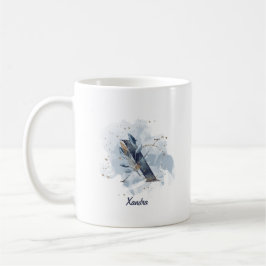 Blauwe Aquarel Gepersonaliseerde Naam Letter Initi Koffiemok