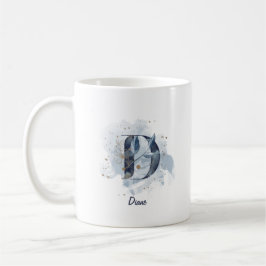 Blauwe Aquarel Gepersonaliseerde Naam Letter Initi Koffiemok