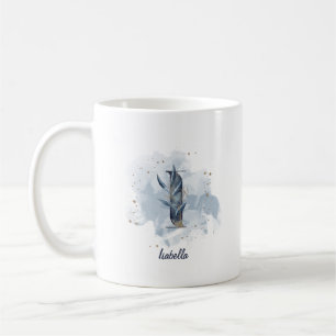 Blauwe Aquarel Gepersonaliseerde Naam Letter Initi Koffiemok
