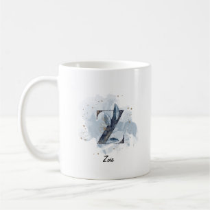 Blauwe Aquarel Gepersonaliseerde Naam Letter Initi Koffiemok