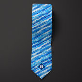 Blauwe Aquarel Gestreept Stropdas