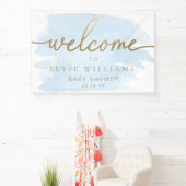 Blauwe aquarel Goud Welkom Spandoek (Insitu)