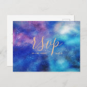 Blauwe Aquarel Hemel Bruiloft Rsvp Uitnodiging Briefkaart (Voorkant / Achterkant)