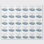 Blauwe Aquarel Hydrangea Bloemen Cadeaupapier (Vlak)