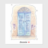 Blauwe aquarel kunstdeur sticker (Vel)