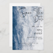 Blauwe aquarel Kust Oceaan Strand Bruiloft Save The Date (Voorkant / Achterkant)