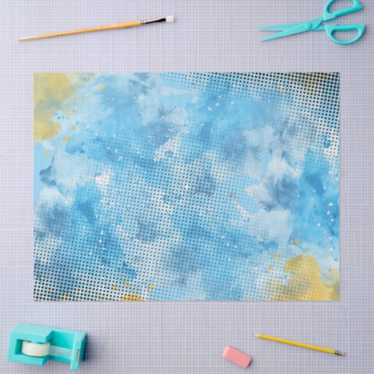 Blauwe Aquarel met Dot Pattern Tissue Paper Tissuepapier (Craft)