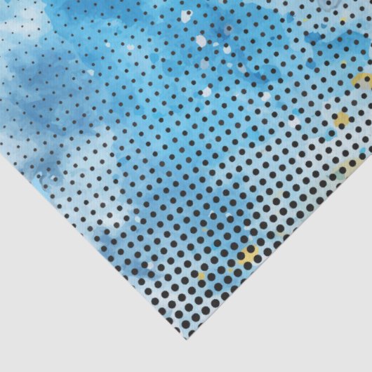 Blauwe Aquarel met Dot Pattern Tissue Paper Tissuepapier (Detail)
