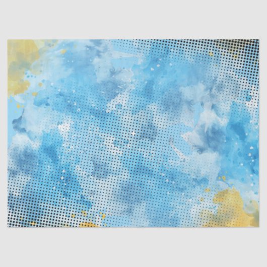 Blauwe Aquarel met Dot Pattern Tissue Paper Tissuepapier (Voorkant)