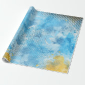 Blauwe aquarel met Dot Pattern Wrapping Paper Cadeaupapier (Uitgerold)