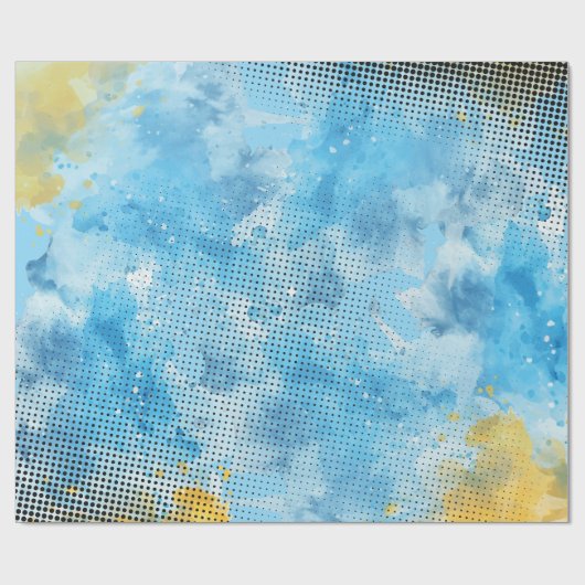 Blauwe aquarel met Dot Pattern Wrapping Paper Cadeaupapier (Vlak)