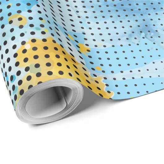 Blauwe aquarel met Dot Pattern Wrapping Paper Cadeaupapier (Rol Hoek)