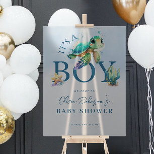 Blauwe Aquarel Onder de Zee Baby Shower Welkom Acryl Bord
