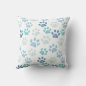 Blauwe Aquarel Pootafdruk Worp Kussen (Achterkant)