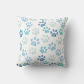Blauwe Aquarel Pootafdruk Worp Kussen (Voorkant)