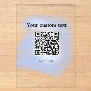 blauwe aquarel QR-scan code voeg aangepaste tekst Acryl Uitnodigingen