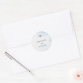 Blauwe Aquarel Schelp Strand Trouwsticker Ronde Sticker (Envelop)