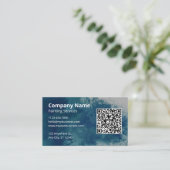Blauwe Aquarel Schilder QR Code Visitekaartje (Staand voorkant)