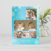 Blauwe Aquarel Sneeuwvlokken Sneeuwt het Foto Feestdagenkaart (Staand voorkant)