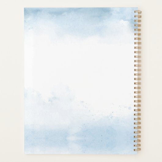 Blauwe Aquarel Strand Anker Scheepvaart Bruiloft Planner (Achterkant)