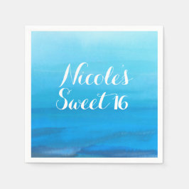 Blauwe Aquarel Strand Tropisch Huwelijk Oceaan Servetten