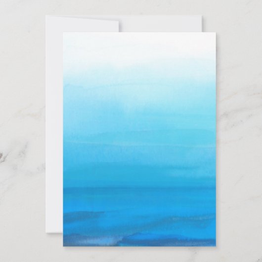 Blauwe Aquarel Strand Tropische Trouw Uitnodiginge Kaart (Achterkant)