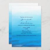 Blauwe Aquarel Strand Tropische Trouw Uitnodiginge Kaart (Voorkant / Achterkant)