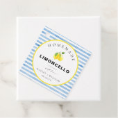 Blauwe Aquarel Streep Limoncello Bedankjes Labels (In situ)