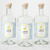 Blauwe Aquarel Streep Limoncello Favor Likeurfles Etiket (Flessen)