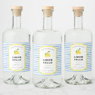 Blauwe Aquarel Streep Limoncello Favor Likeurfles Etiket