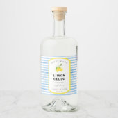 Blauwe Aquarel Streep Limoncello Favor Likeurfles Etiket (Voorkant)