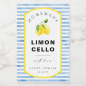 Blauwe Aquarel Streep Limoncello Favor Wijn Etiket (Enkel label)